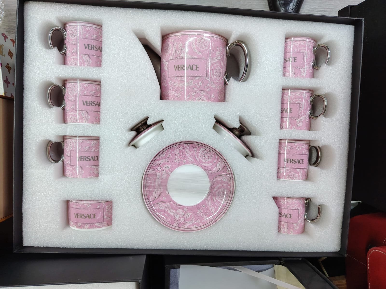 Versace Tea set of six cups and pot, 15 pieces